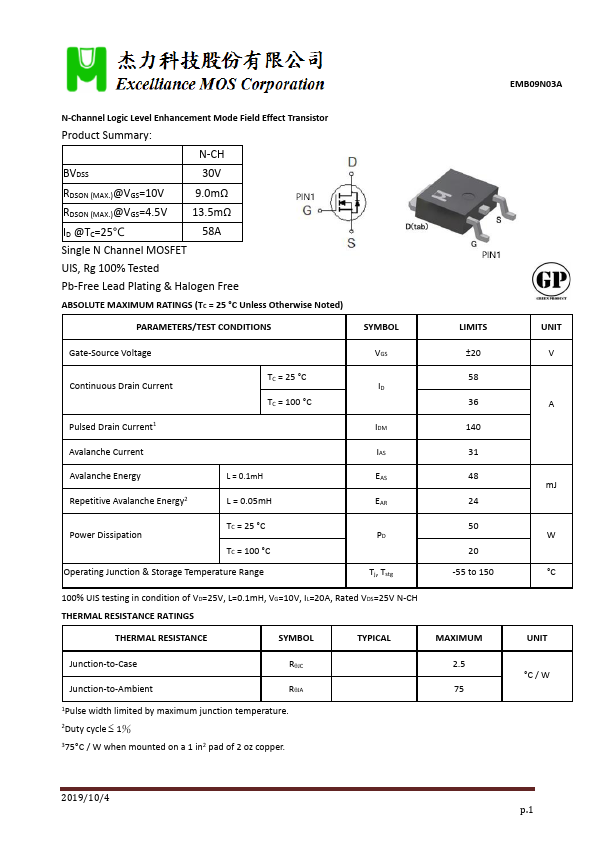 EMB09N03A Datasheet Preview