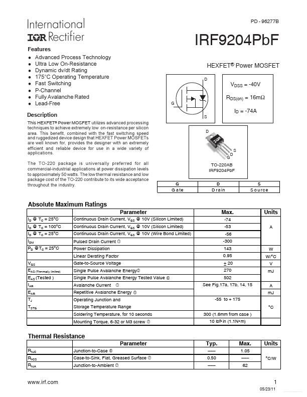 IRF9204PBF