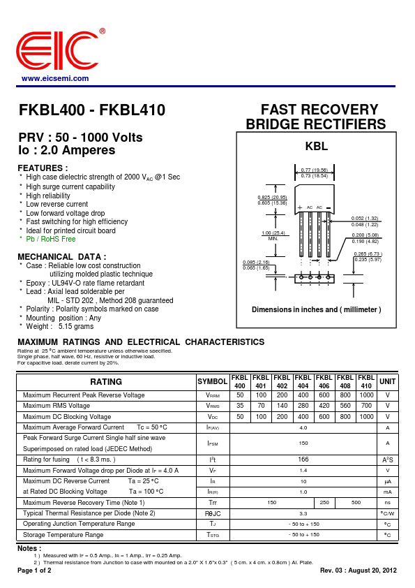 FKBL400 Datasheet Preview