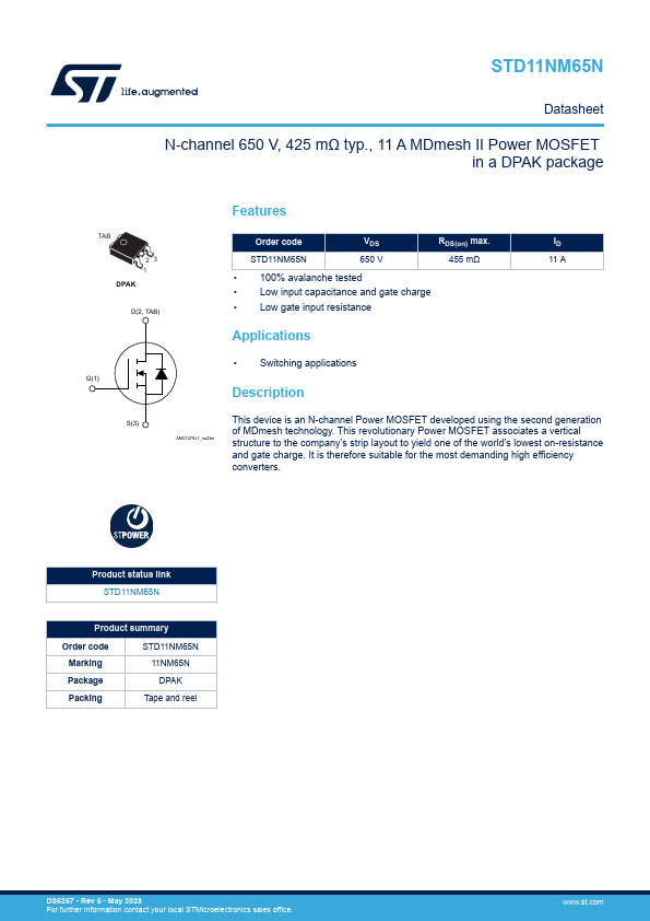 STD11NM65N