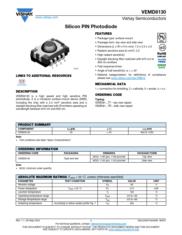 VEMD8130 Datasheet Preview