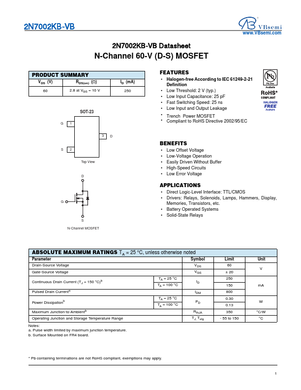 2N7002KB Datasheet Preview