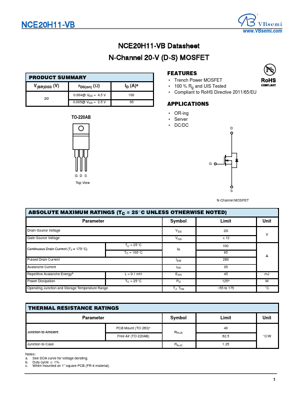 NCE20H11 Datasheet Preview