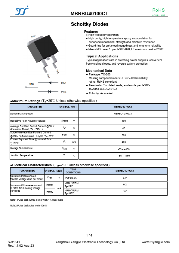 MBRBU40100CT Datasheet Preview