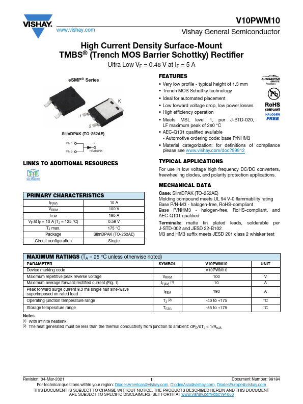 V10PWM10 Datasheet Preview