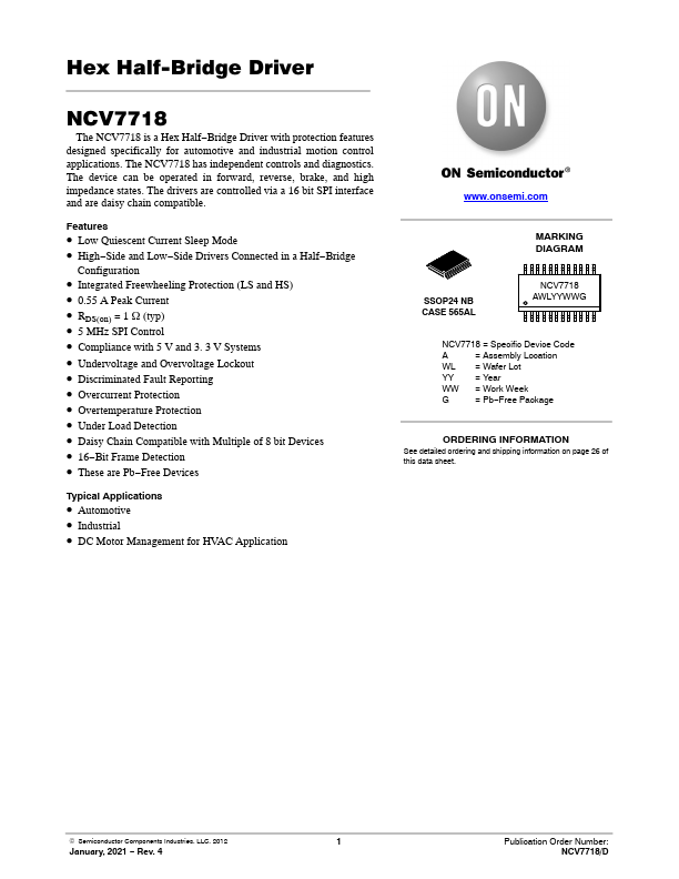NCV7718 Datasheet Preview