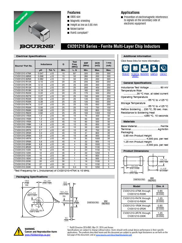 CV201210 Datasheet Preview