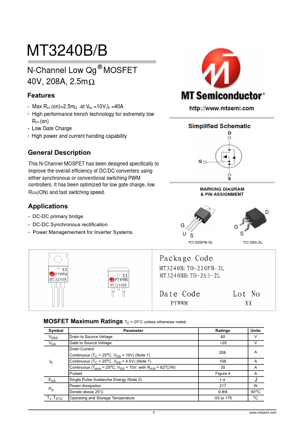 MT3240BB Datasheet Preview