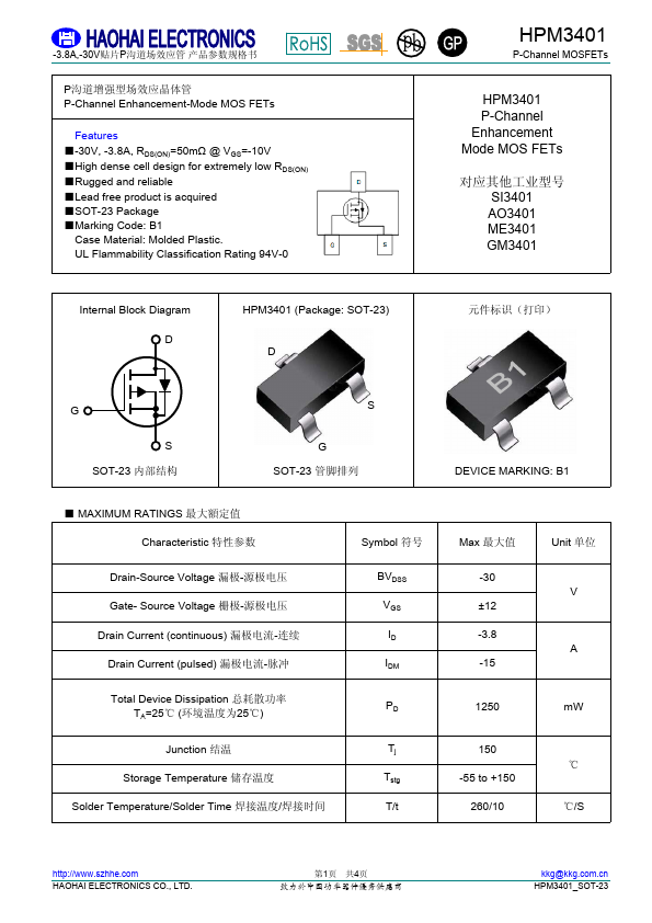HPM3401 Datasheet Preview