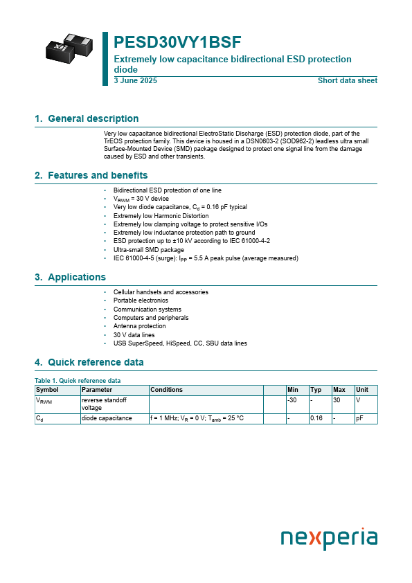PESD30VY1BSF Datasheet Preview
