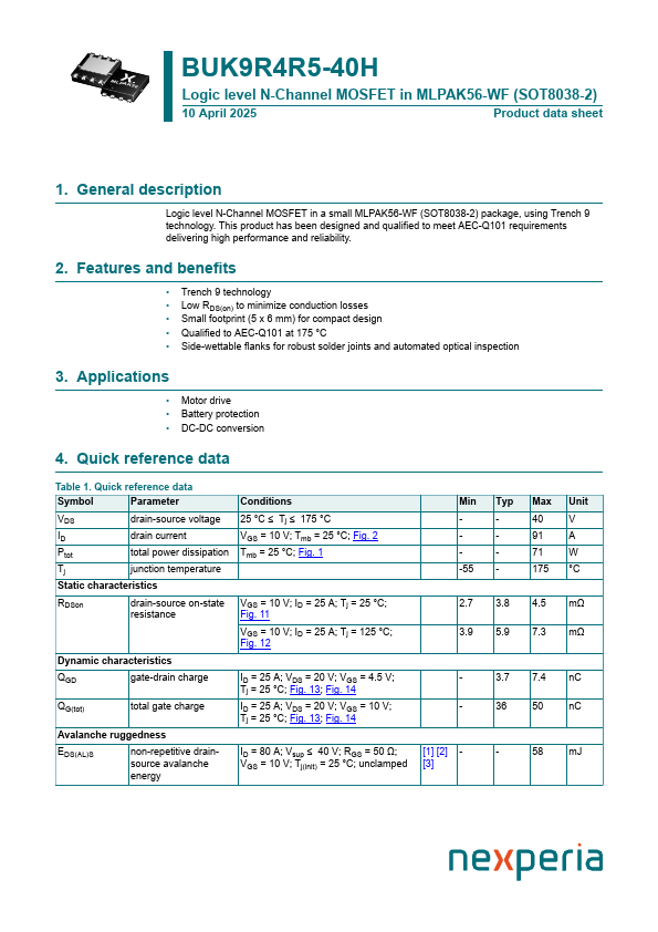 BUK9R4R5-40H Datasheet Preview