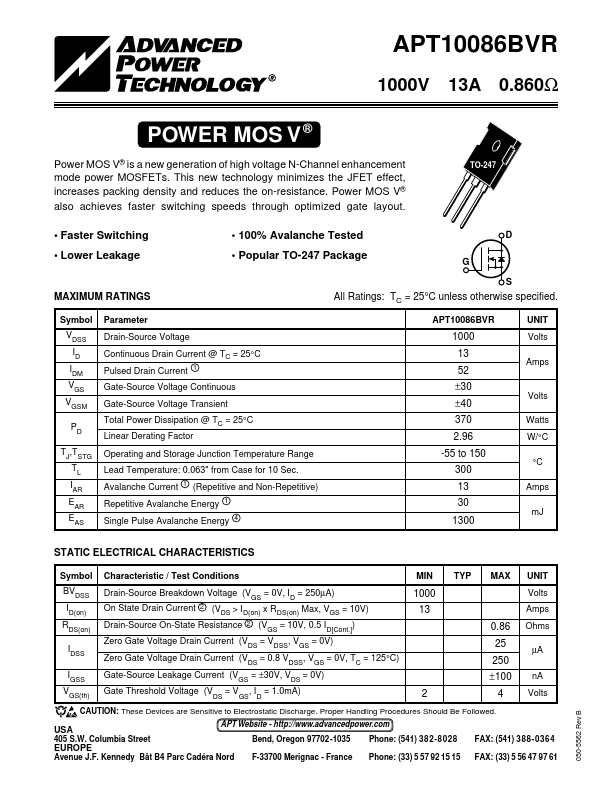 APT10086BVR Datasheet Preview