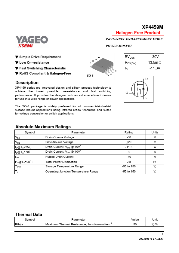 XP4459M Datasheet Preview