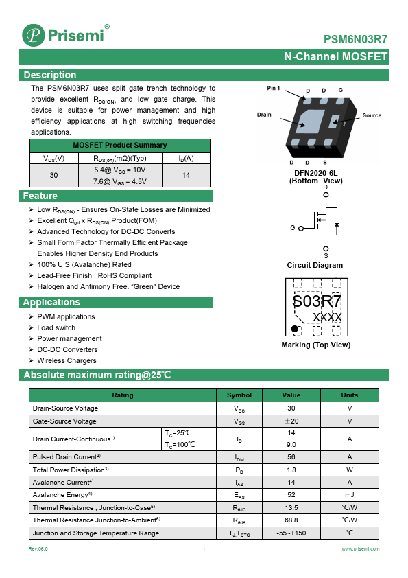 PSM6N03R7 Datasheet Preview
