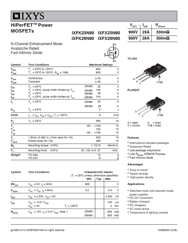 IXFK25N90 Datasheet Preview