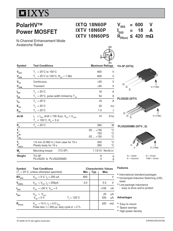 IXTV18N60PS