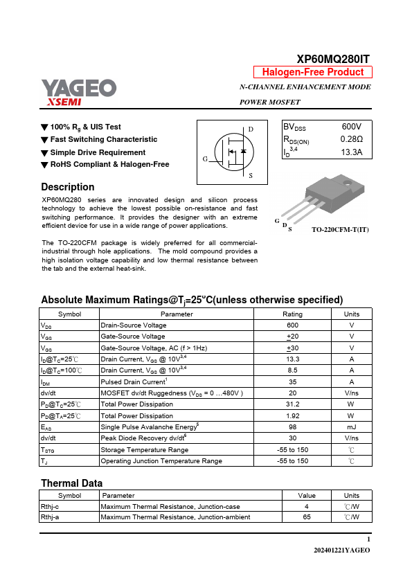 XP60MQ280IT Datasheet Preview