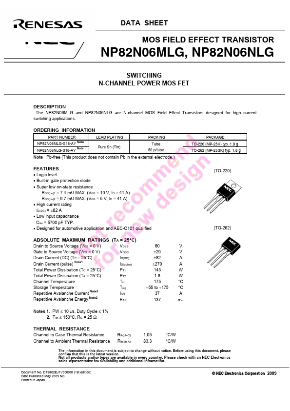 NP82N06NLG Datasheet Preview
