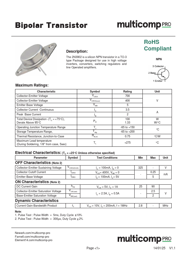 2N3902 Datasheet Preview