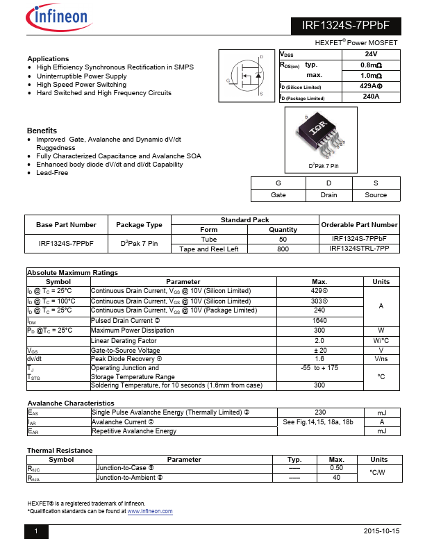 IRF1324S-7PPbF