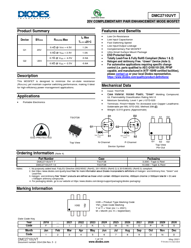 DMC2710UVT Datasheet Preview