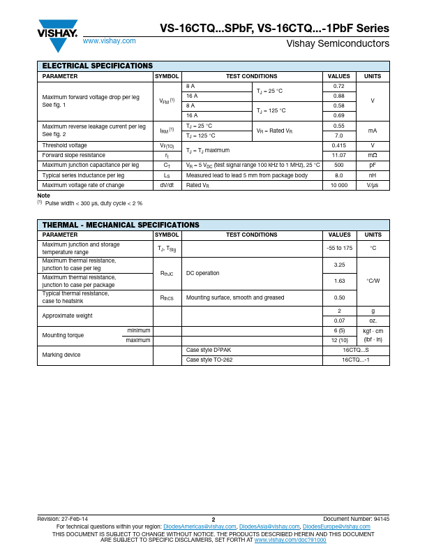 VS-16CTQ080SPbF