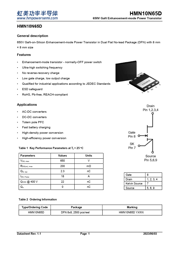HMN10N65D Datasheet Preview