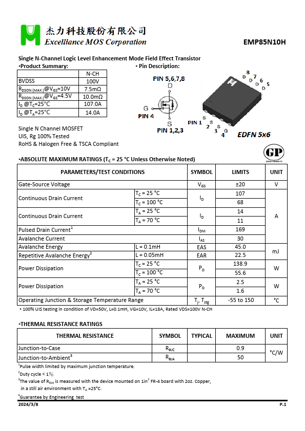 EMP85N10H Datasheet Preview