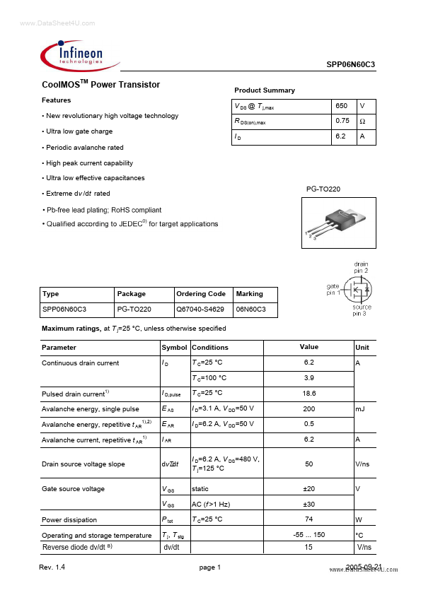 SPP06N60C3