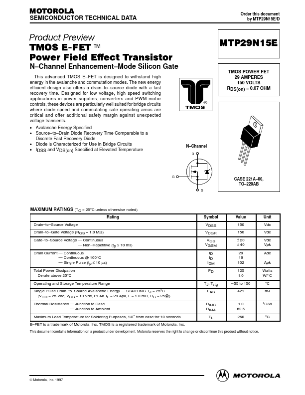 MTP29N15E