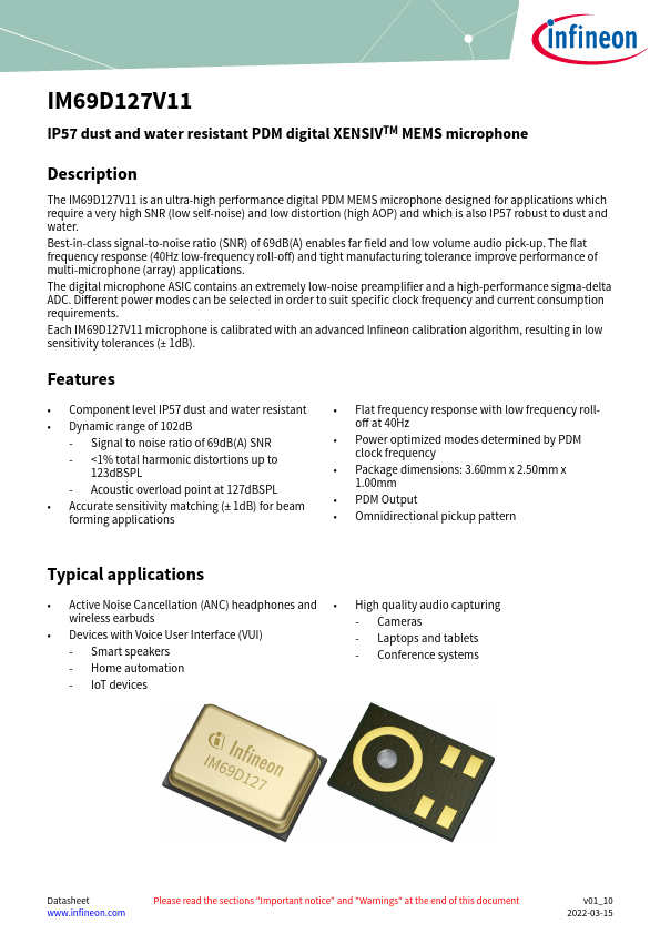 IM69D127V11 Datasheet Preview