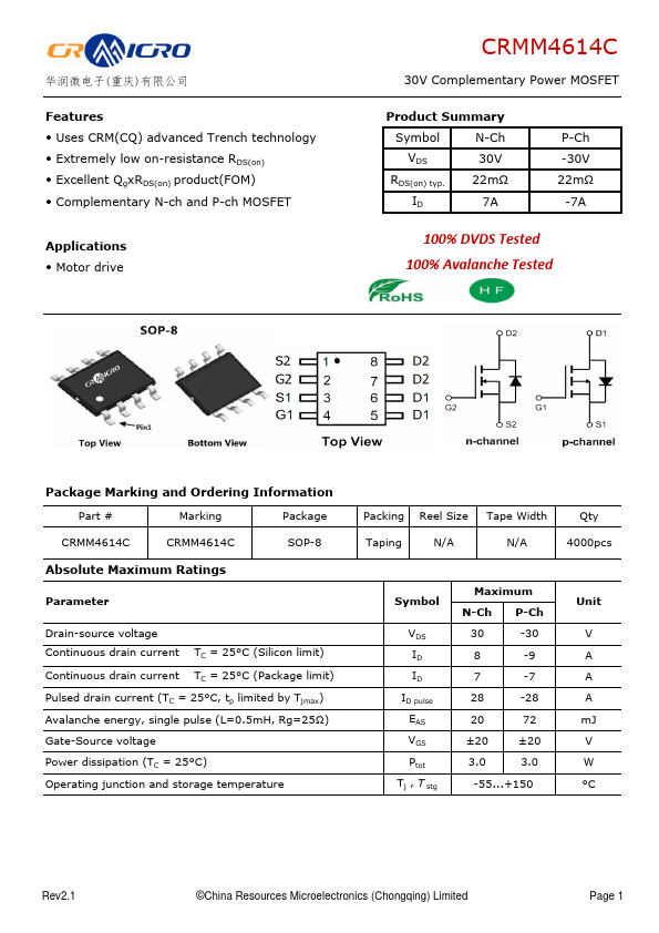 CRMM4614C Datasheet Preview