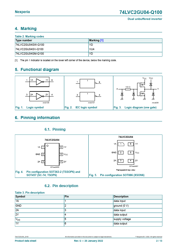 74LVC2GU04-Q100