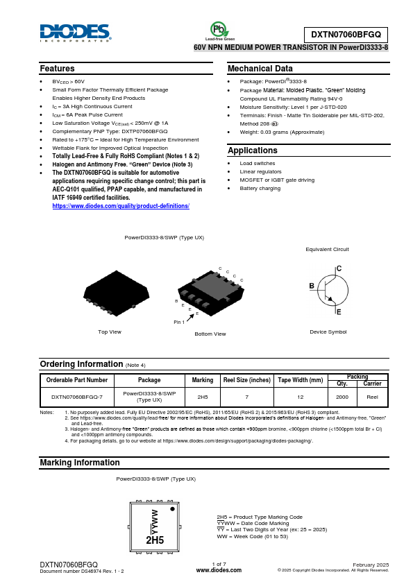 DXTN07060BFGQ Datasheet Preview