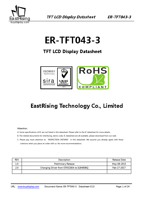ER-TFT043-3 Datasheet Preview