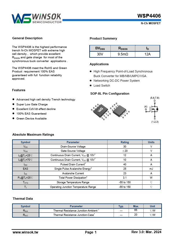 WSP4406 Datasheet Preview