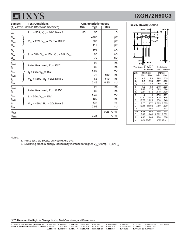 IXGH72N60C3