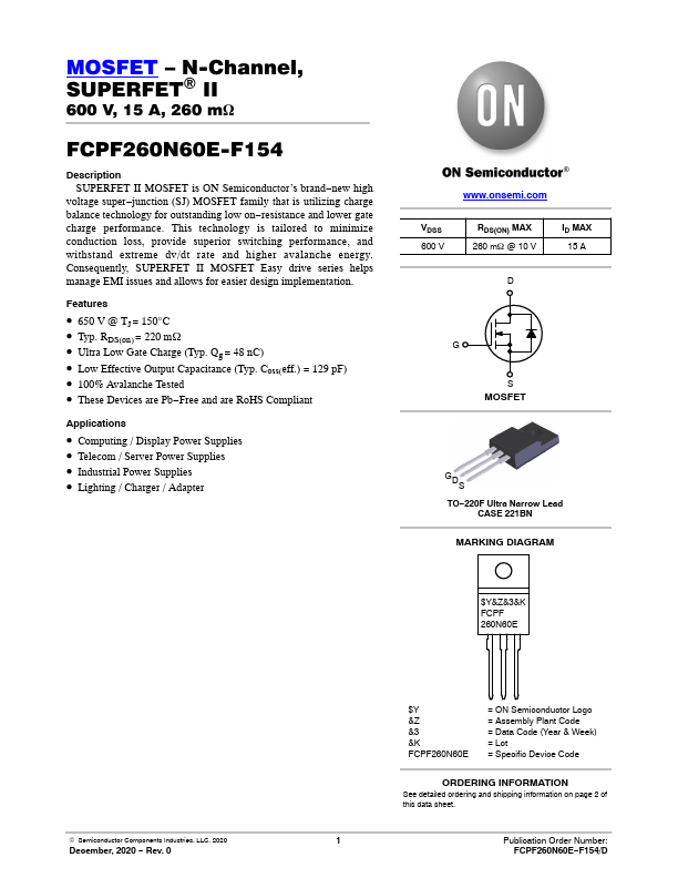 FCPF260N60E-F154