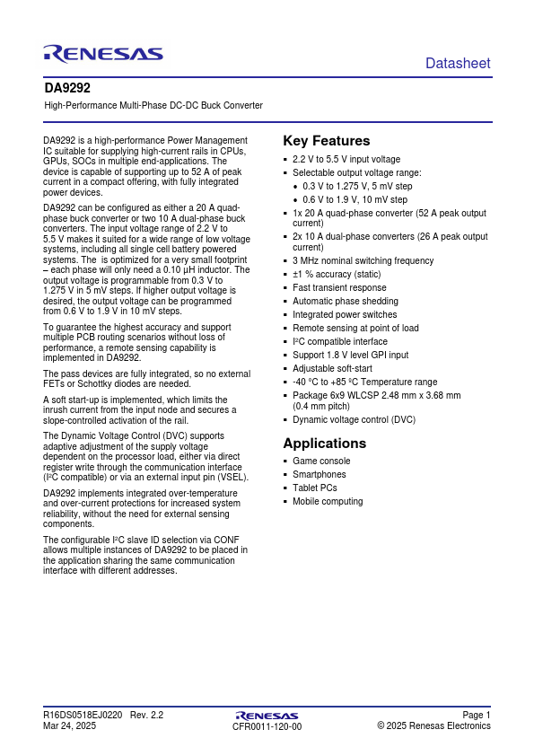 DA9292 Datasheet Preview