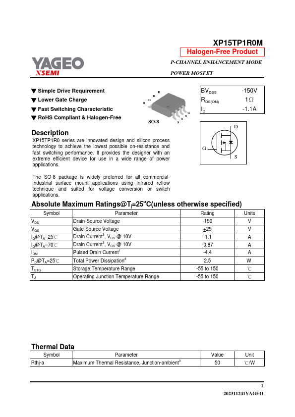 XP15TP1R0M Datasheet Preview