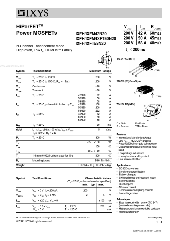 IXFT58N20