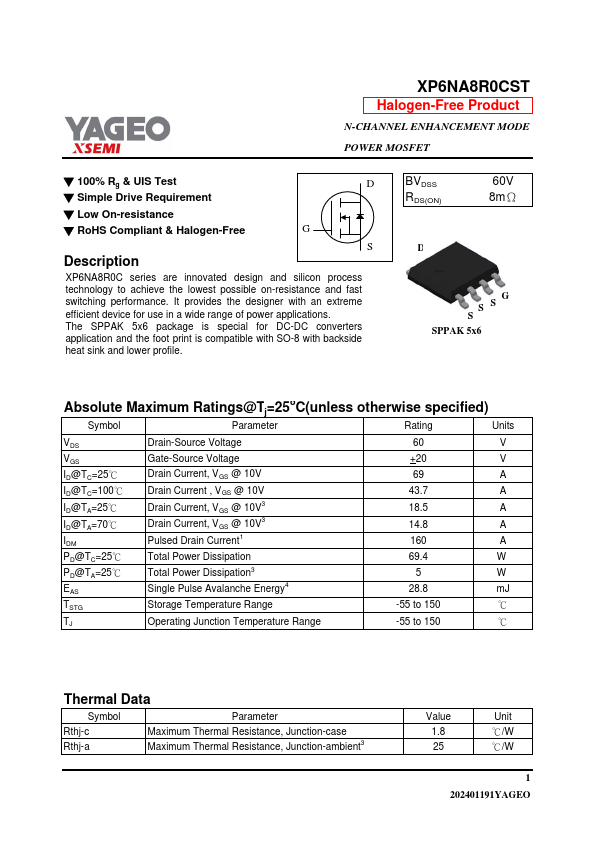 XP6NA8R0CST Datasheet Preview