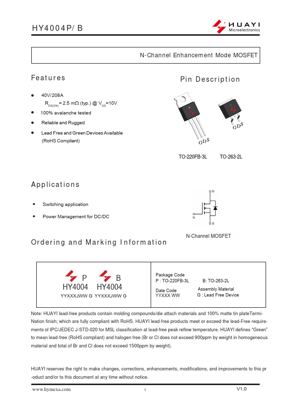 HY4004P Datasheet Preview