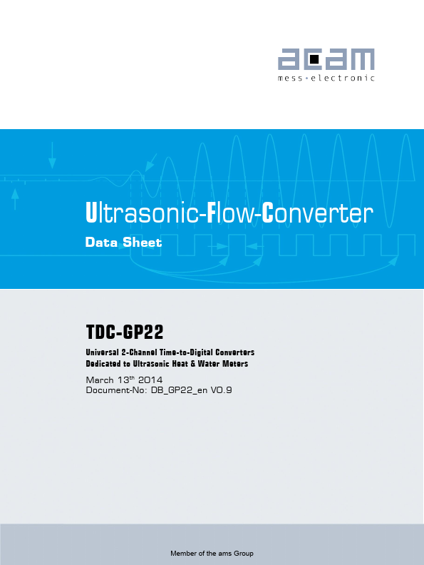 TDC-GP22 Ultrasonic Flow Converter by ams - Datasheet Preview