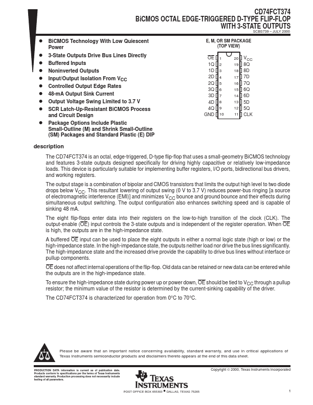 CD74FCT374 Datasheet Preview