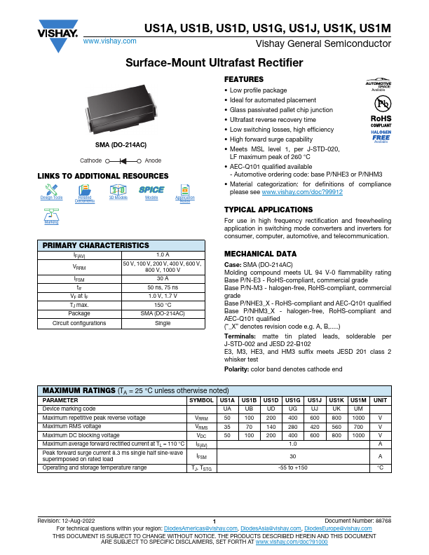 US1B Datasheet Preview