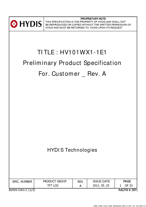 HV101WX1-1E1