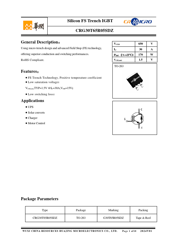 CRG30T65R05SDZ Datasheet Preview
