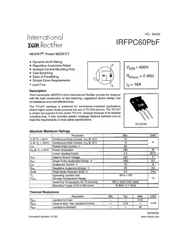 IRFPC60PbF