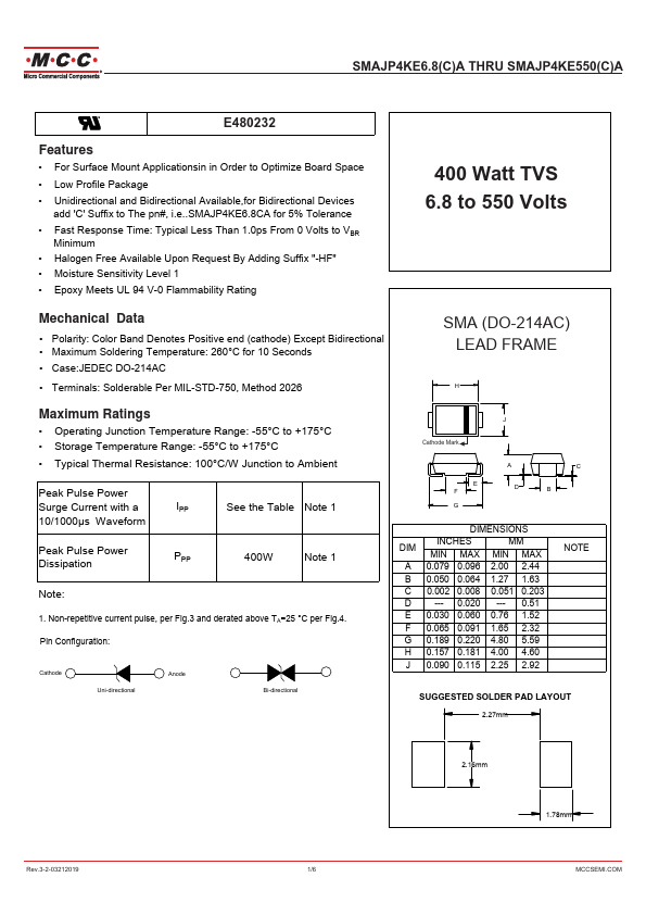 SMAJP4KE250CA